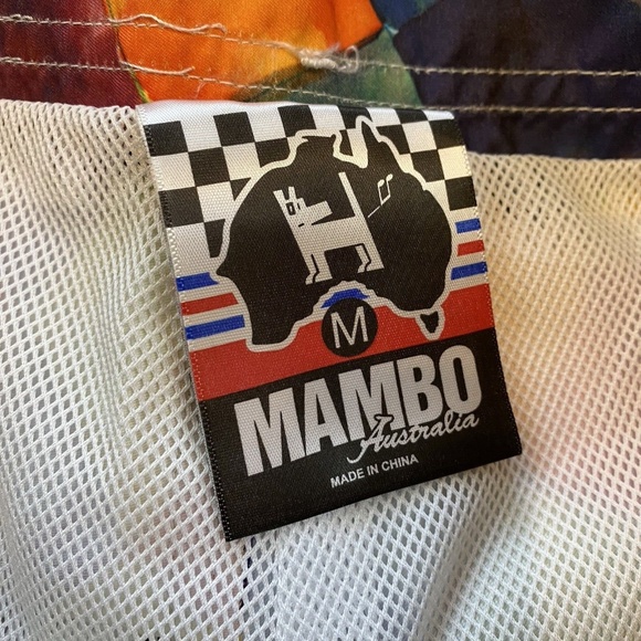 Mambo Australia Men Size M Swim Trunks Multi-Color Tiles Side Pocket NWT $48 - Picture 9 of 16